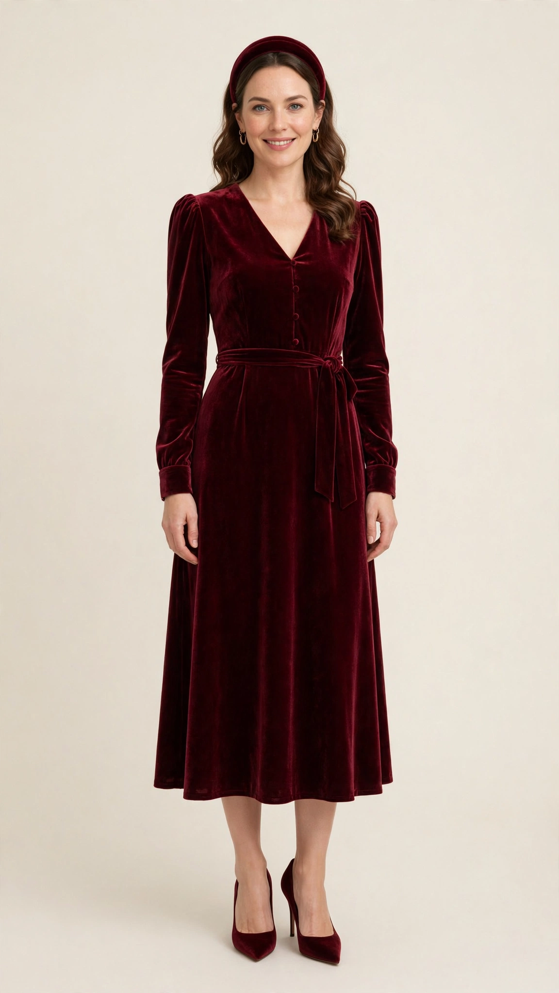 Velvet Midi Dress Outfit 38