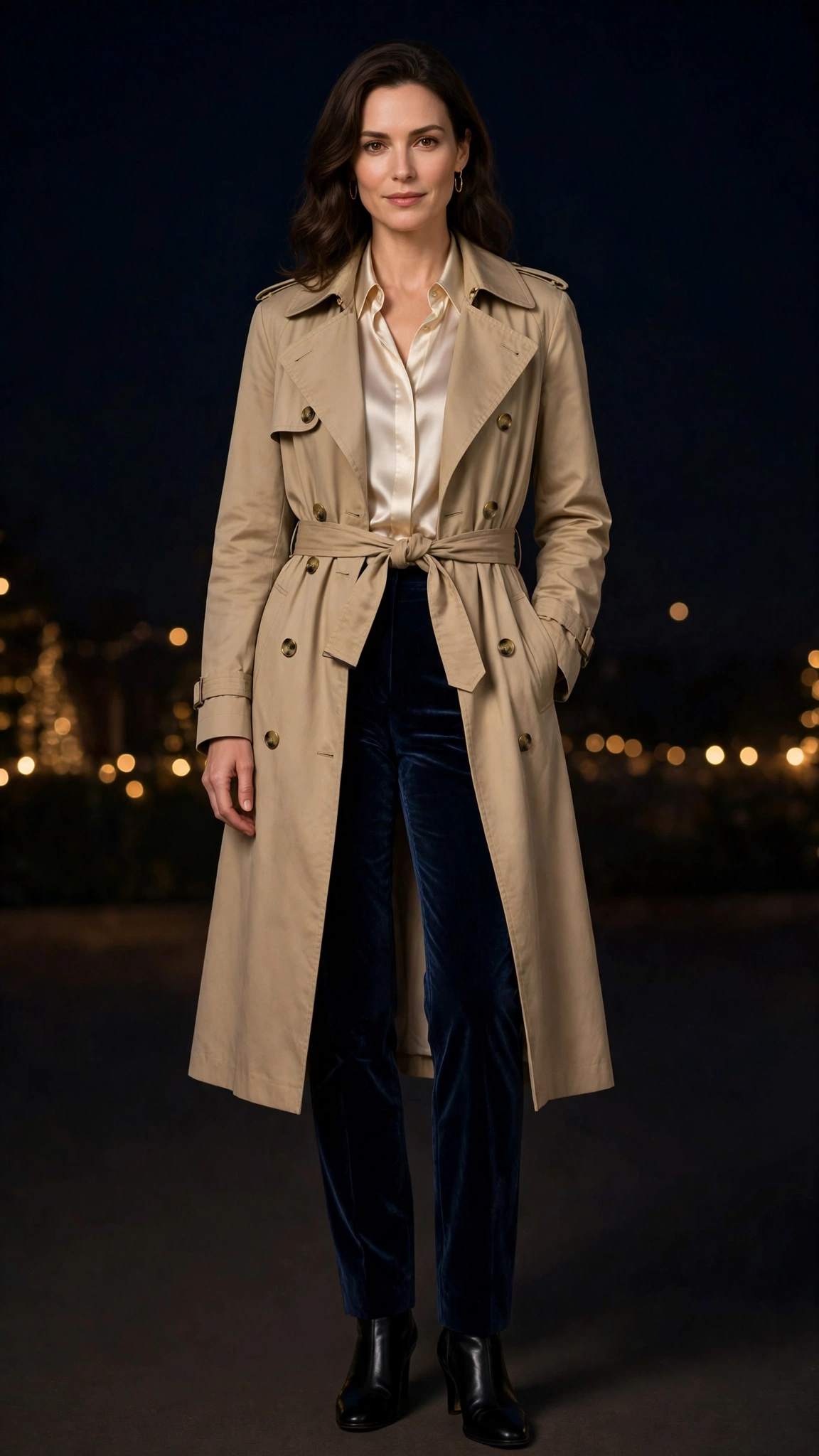 Velvet Trousers and Silk Blouse Outfit 2