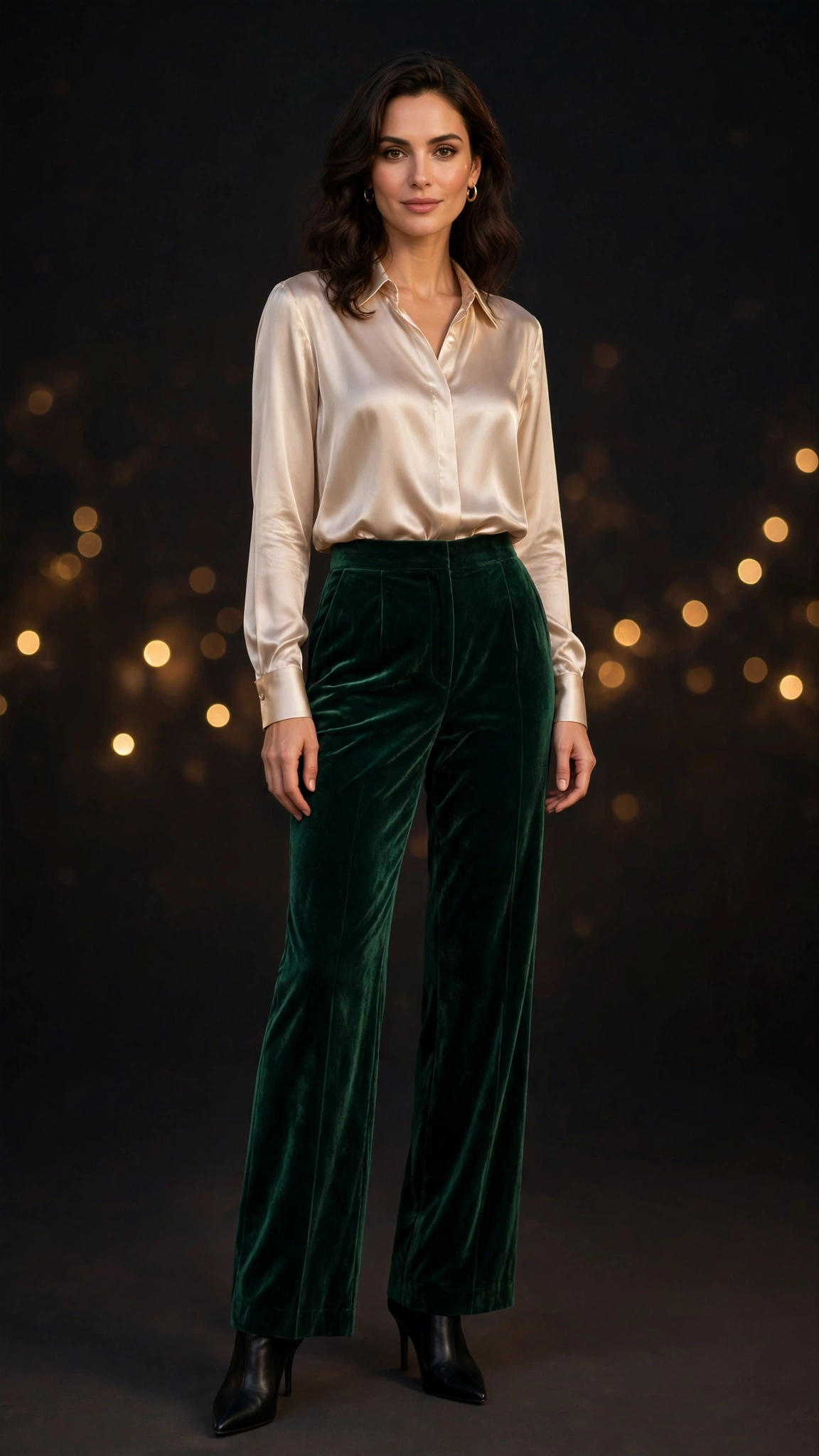 Velvet Trousers and Silk Blouse Outfit 4
