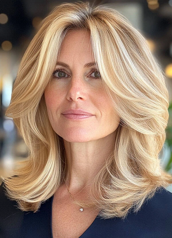 50 Voluminous Winter Blowout Hairstyles for Women Over 50 for Workdays That Are Chic, Polished and Easy to Wear 7 Full-Bodied Blowout With Curtain Layers
