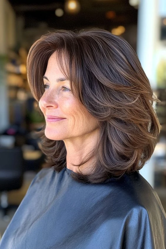 50 Voluminous Winter Blowout Hairstyles for Women Over 50 for Workdays That Are Chic, Polished and Easy to Wear 9 Workday Blowout With Soft Flipped Ends