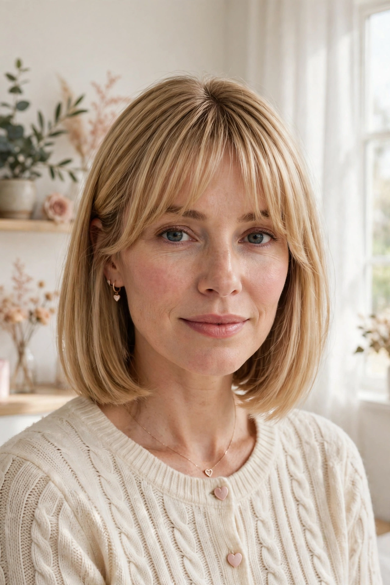 33 Whisper Fringe Hairstyles for a Bob with a Fresh Face Framing Effect That Flatter Every Angle 3 whisper fringe with a blunt bob in honey blonde with soft tucked sides