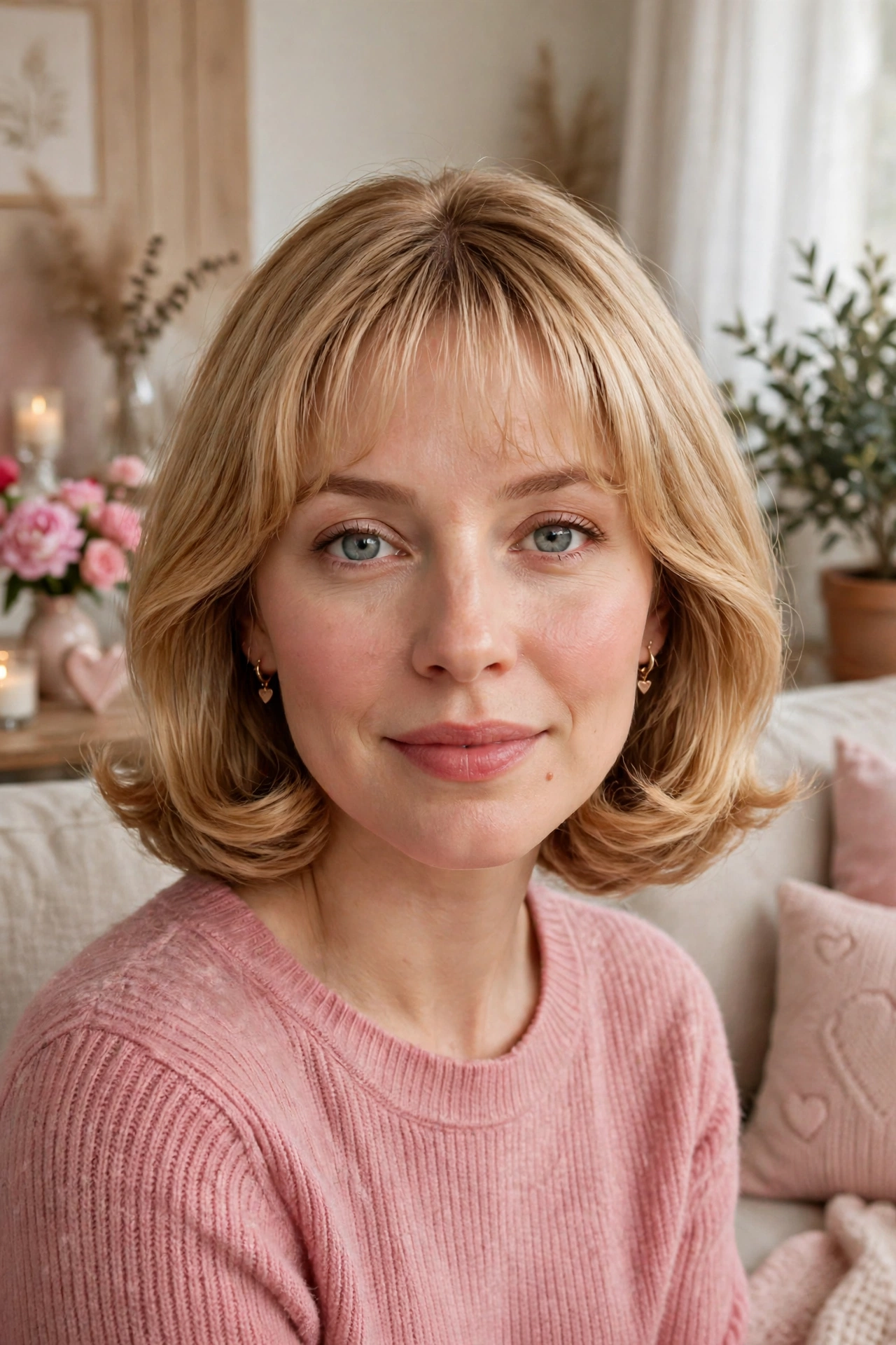 33 Whisper Fringe Hairstyles for a Bob with a Fresh Face Framing Effect That Flatter Every Angle 6 whisper fringe with a curved bob in honey blonde with gentle under-curl