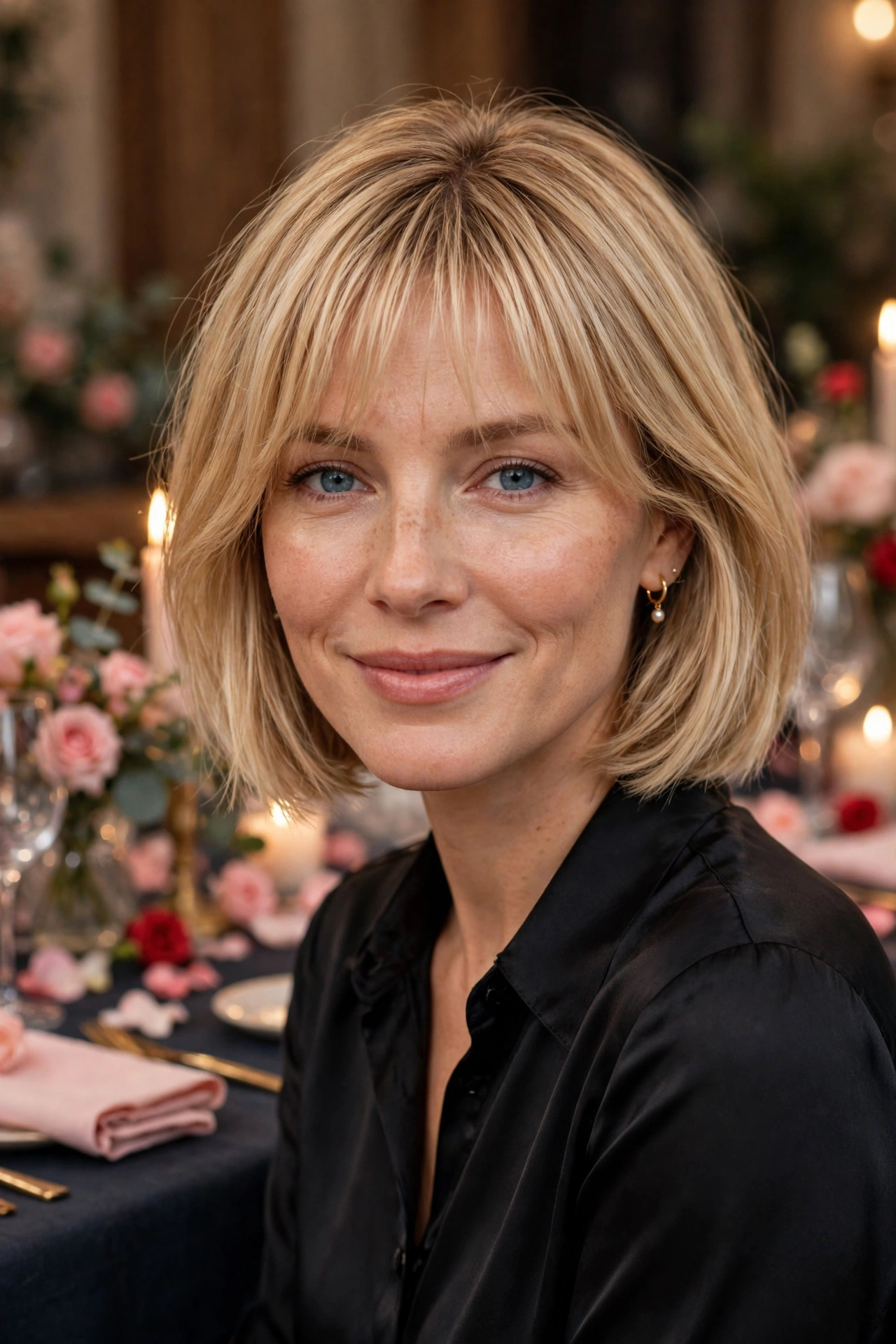 33 Whisper Fringe Hairstyles for a Bob with a Fresh Face Framing Effect That Flatter Every Angle 8 whisper fringe with a jaw-length bob in honey blonde with dinner-date polish