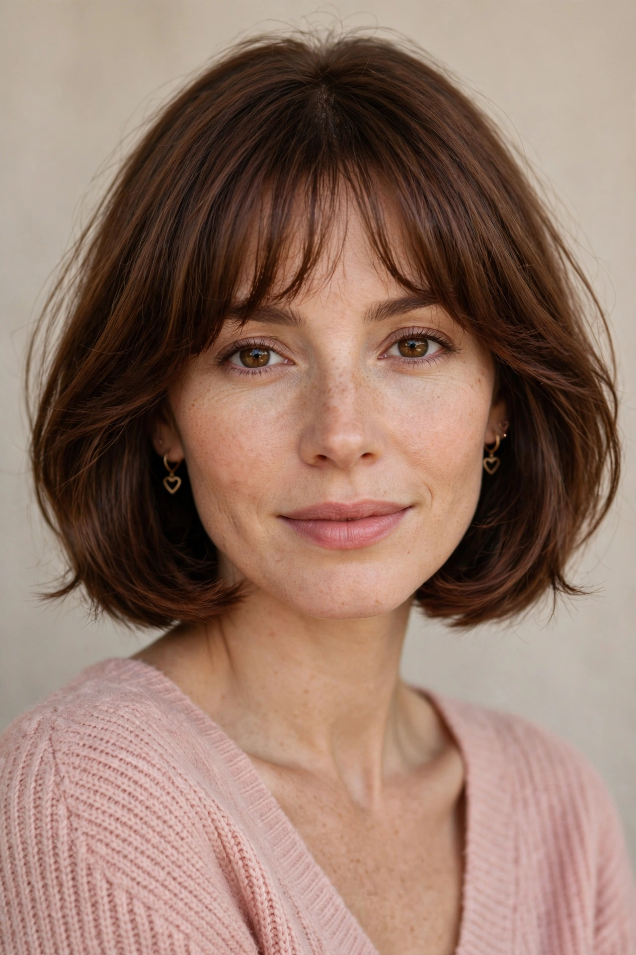 33 Whisper Fringe Hairstyles for a Bob with a Fresh Face Framing Effect That Flatter Every Angle 10 whisper fringe with a French bob in chestnut brown with fresh face framing
