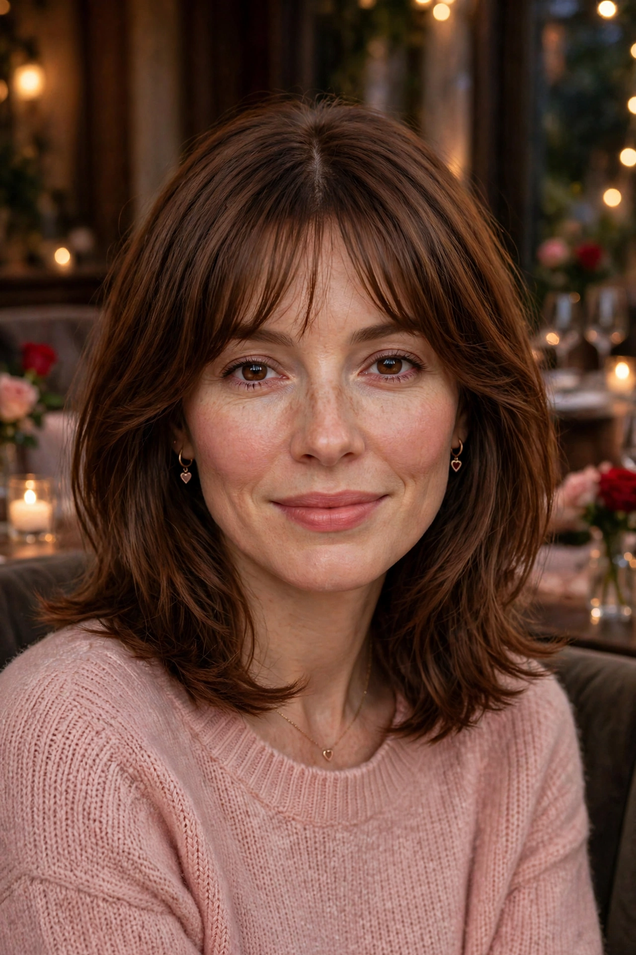 33 Whisper Fringe Hairstyles for a Bob with a Fresh Face Framing Effect That Flatter Every Angle 12 whisper fringe with a layered bob in chestnut brown with centre part