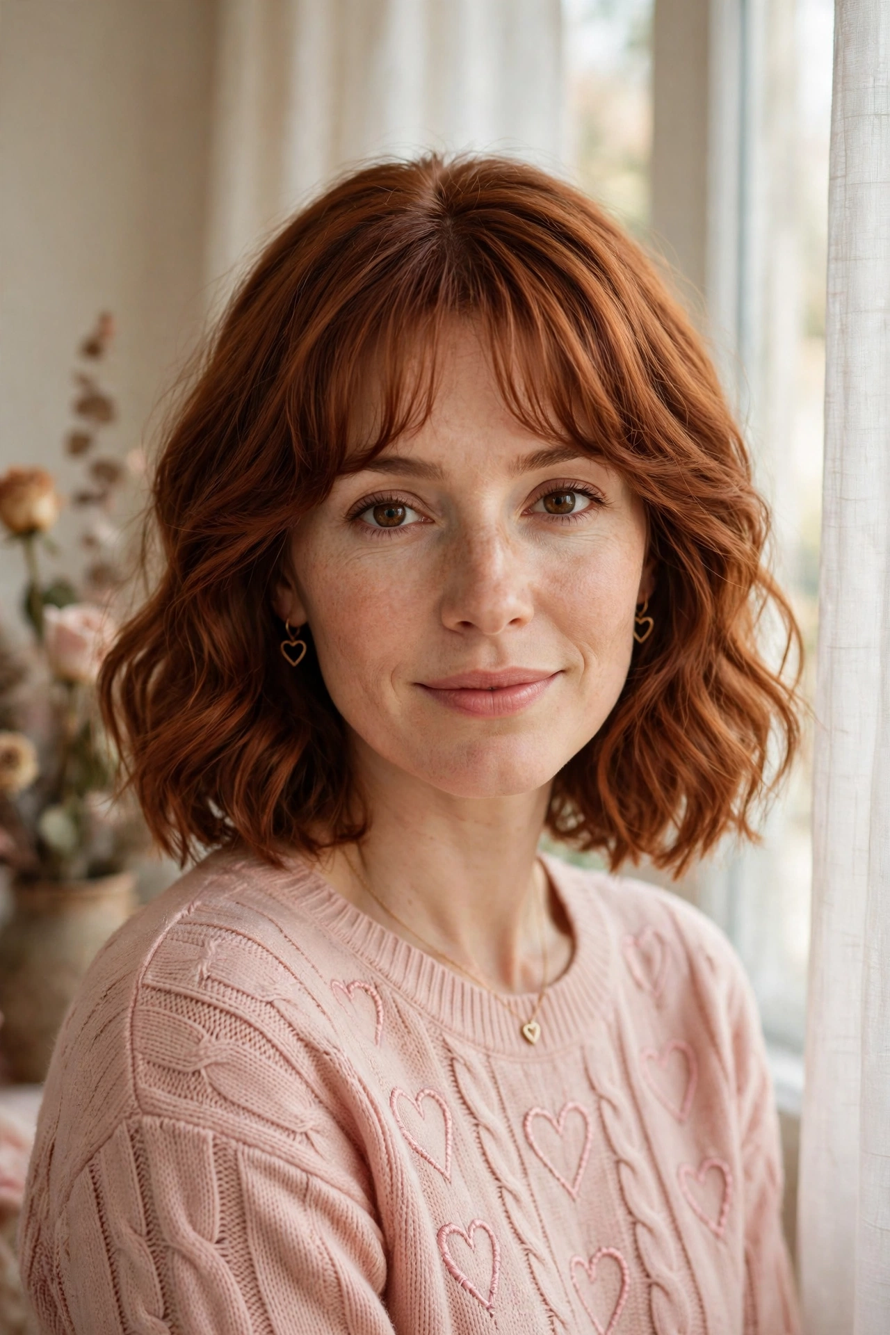 33 Whisper Fringe Hairstyles for a Bob with a Fresh Face Framing Effect That Flatter Every Angle 21 whisper fringe with a wavy bob in warm auburn with side part