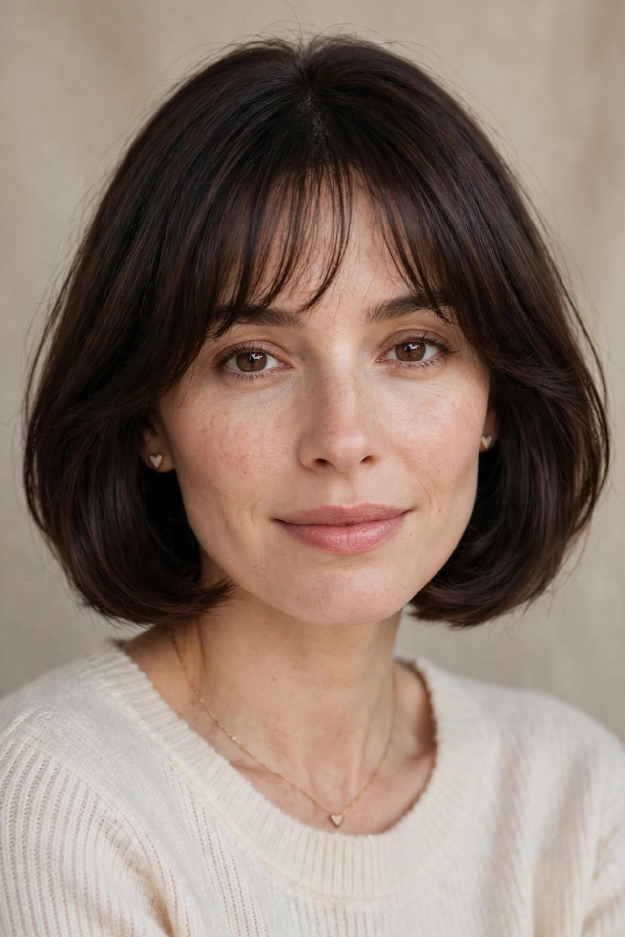 33 Whisper Fringe Hairstyles for a Bob with a Fresh Face Framing Effect That Flatter Every Angle 26 whisper fringe with a French bob in dark chocolate brown with fresh face framing
