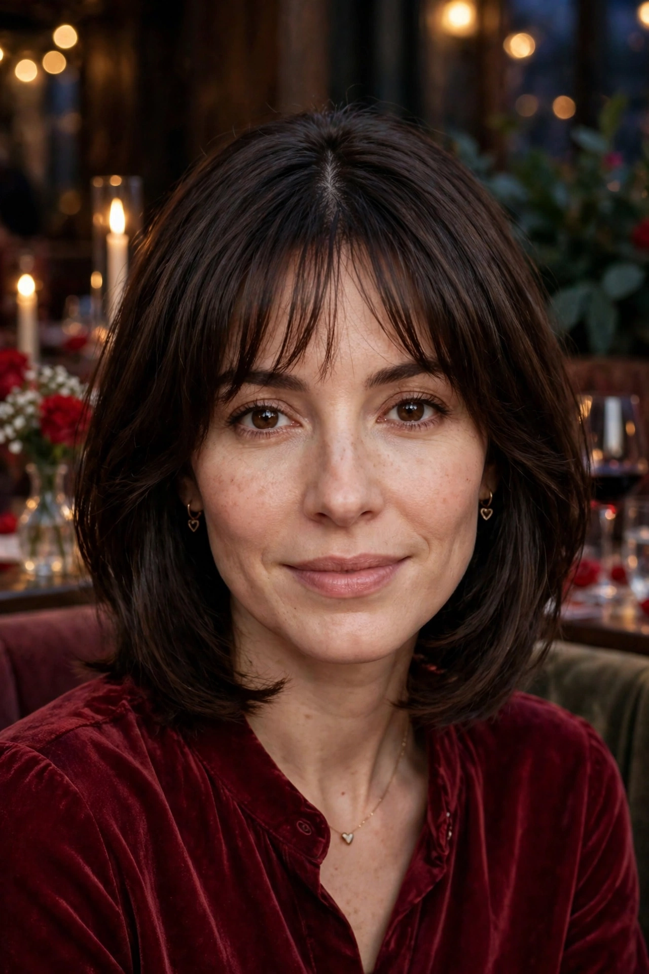 33 Whisper Fringe Hairstyles for a Bob with a Fresh Face Framing Effect That Flatter Every Angle 28 whisper fringe with a layered bob in dark chocolate brown with centre part