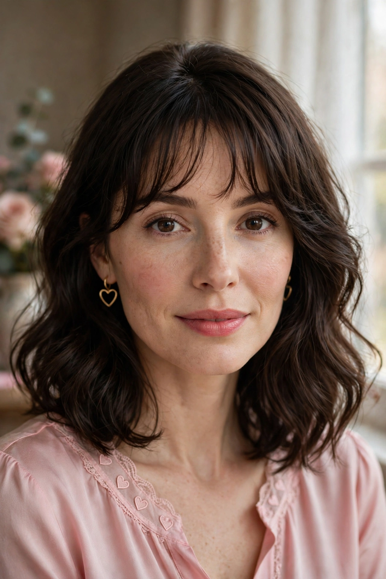 33 Whisper Fringe Hairstyles for a Bob with a Fresh Face Framing Effect That Flatter Every Angle 29 whisper fringe with a wavy bob in dark chocolate brown with side part