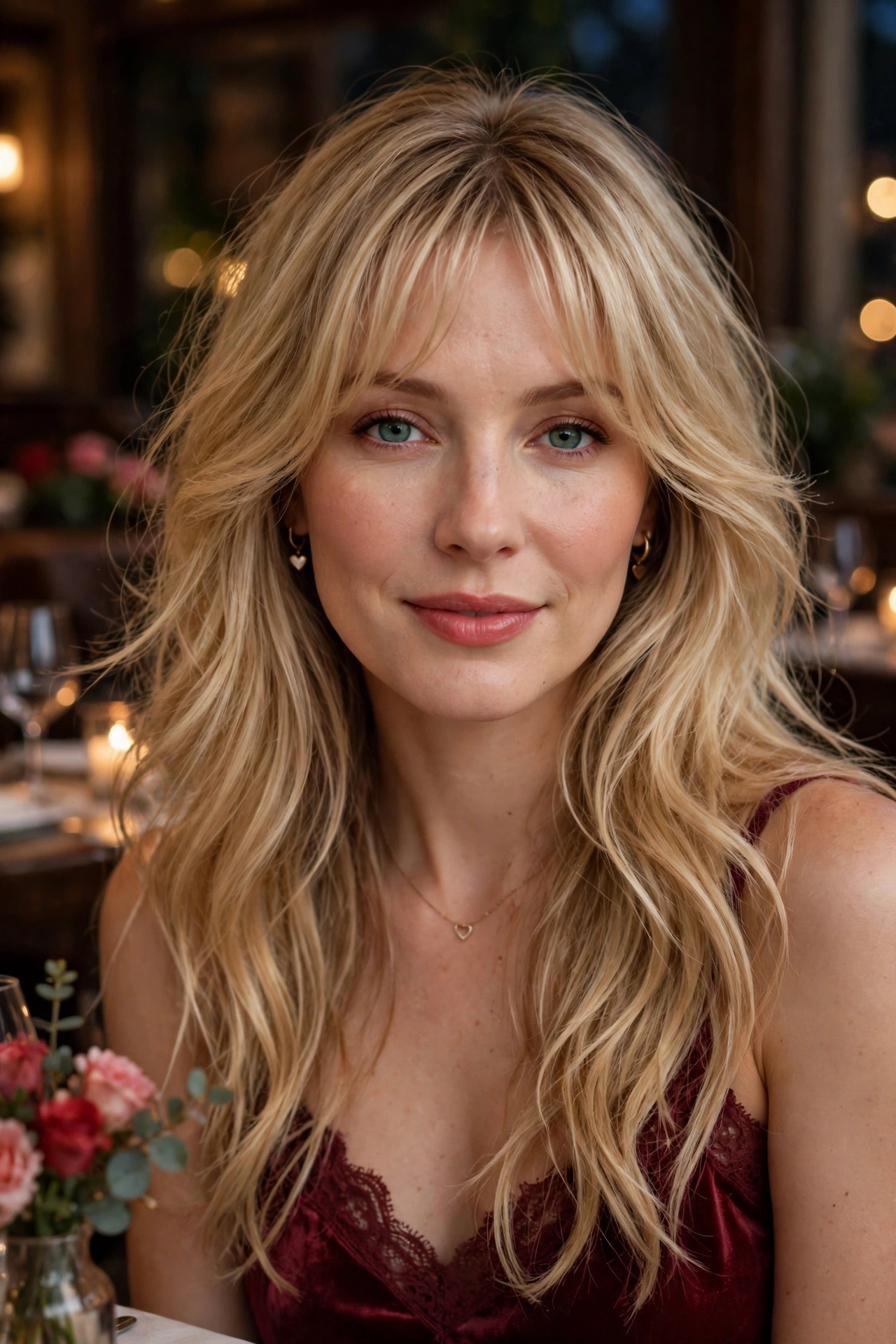 whisper fringe with long face-framing layers in honey blonde with soft movement