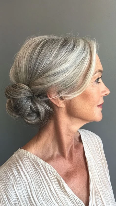 28 Winter Chignon Hairstyles for Women Over 70 with a Side Swept Fringe 11 28 Winter Chignon Hairstyles for Women Over 70 with a Side Swept Fringe - Idea 10