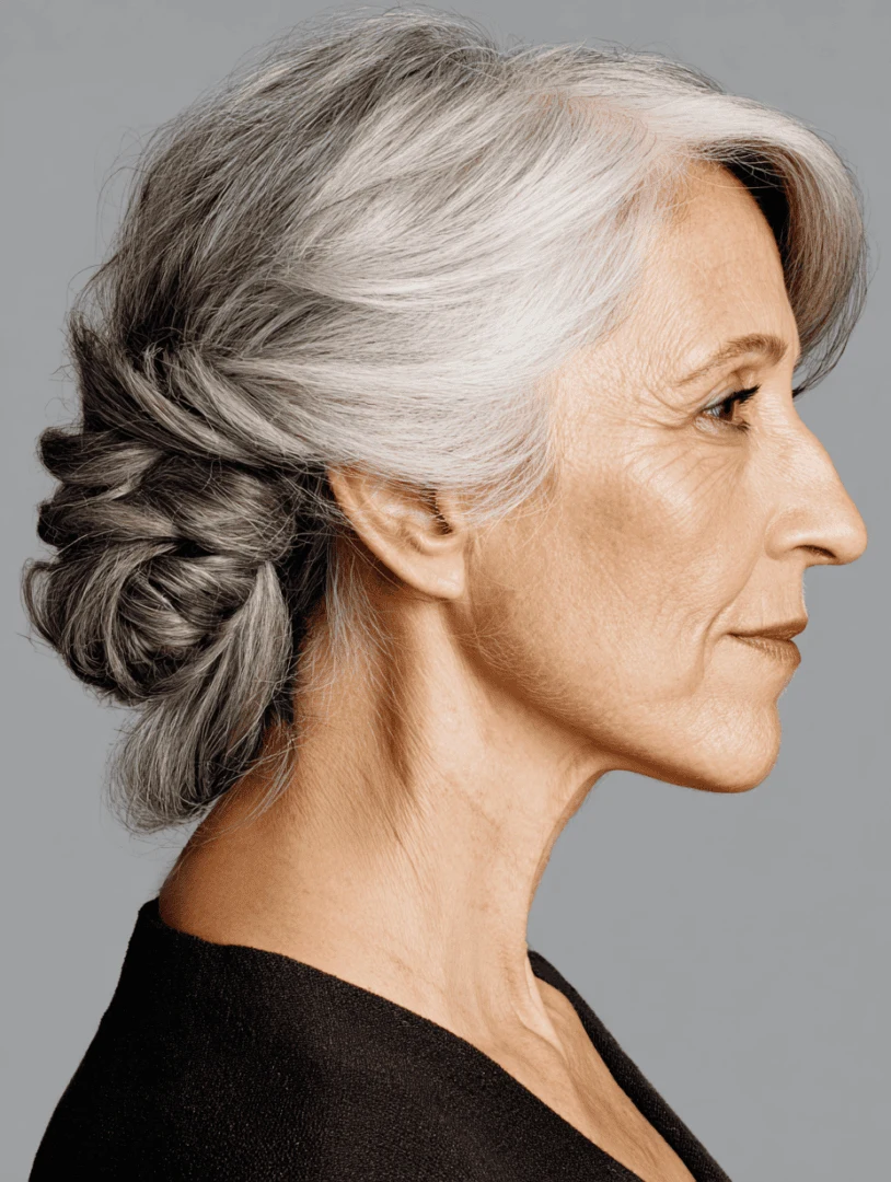 28 Winter Chignon Hairstyles for Women Over 70 with a Side Swept Fringe 15 28 Winter Chignon Hairstyles for Women Over 70 with a Side Swept Fringe - Idea 14