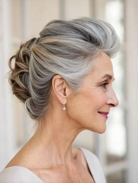 28 Winter Chignon Hairstyles for Women Over 70 with a Side Swept Fringe 21 28 Winter Chignon Hairstyles for Women Over 70 with a Side Swept Fringe - Idea 20
