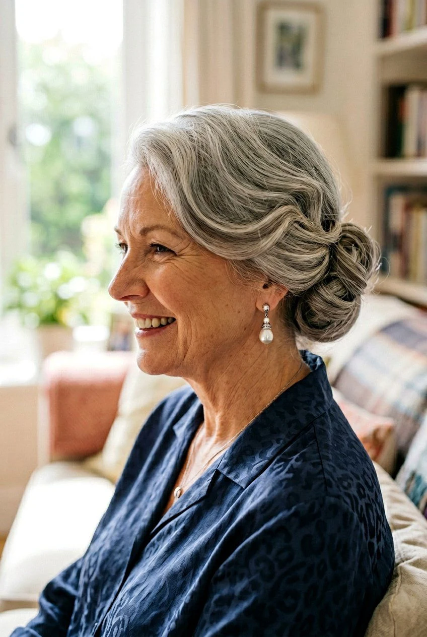 28 Winter Chignon Hairstyles for Women Over 70 with a Side Swept Fringe 24 28 Winter Chignon Hairstyles for Women Over 70 with a Side Swept Fringe - Idea 23