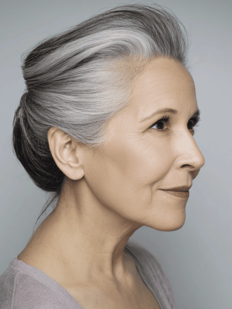 28 Winter Chignon Hairstyles for Women Over 70 with a Side Swept Fringe 27 28 Winter Chignon Hairstyles for Women Over 70 with a Side Swept Fringe - Idea 26