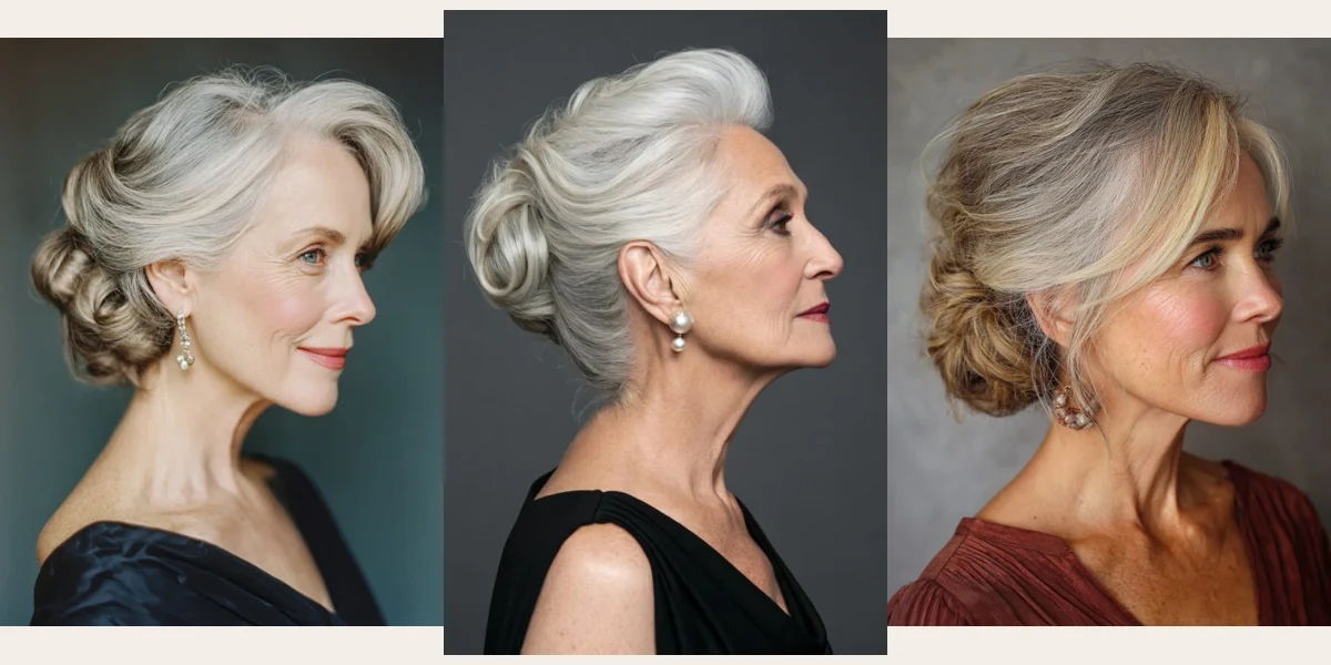 28 Winter Chignon Hairstyles for Women Over 70 with a Side Swept Fringe - Featured