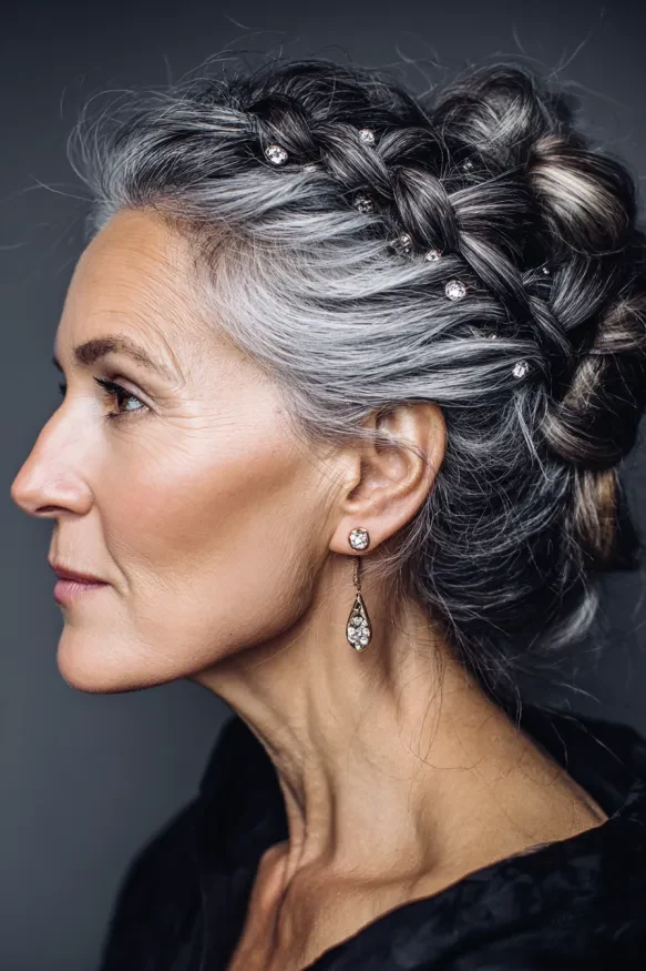 40 Winter Chignon Hairstyles for Women Over 70 with a Soft Low Bun - Idea 14