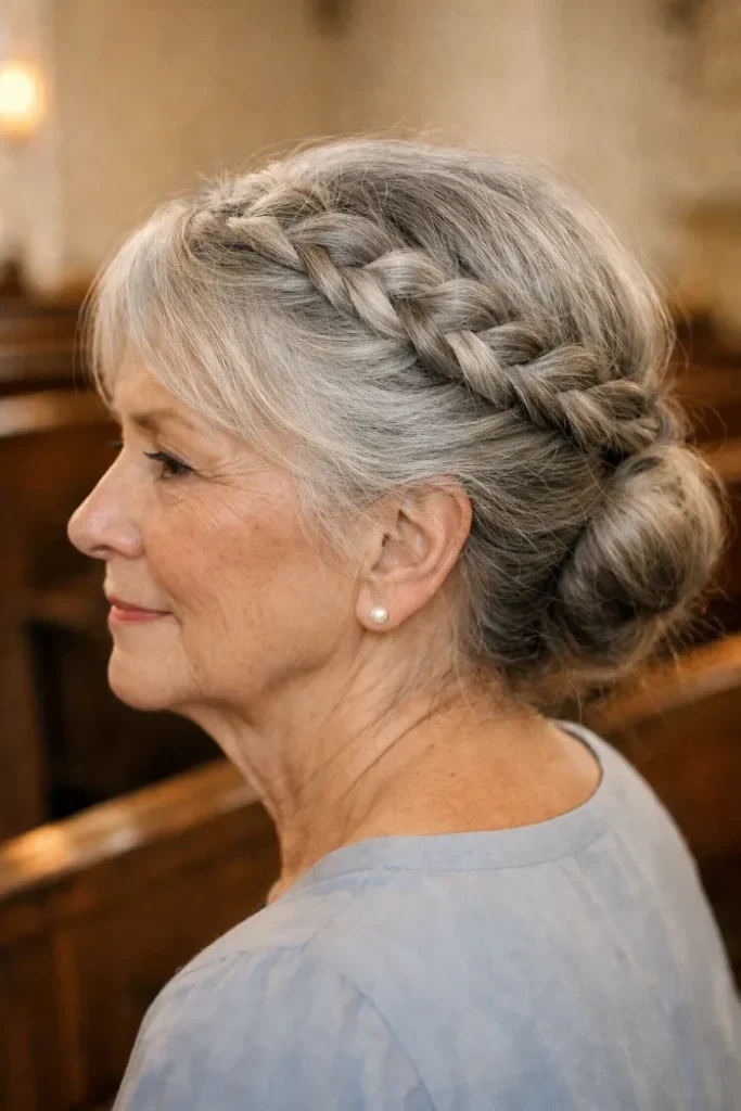 40 Winter Chignon Hairstyles for Women Over 70 with a Soft Low Bun - Idea 35