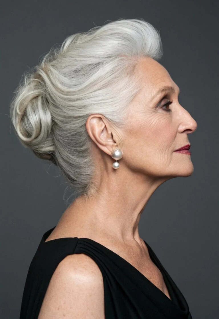 33 Winter Chignon Hairstyles for Women Over 70 with Grey Hair and Gentle Volume - Idea 2