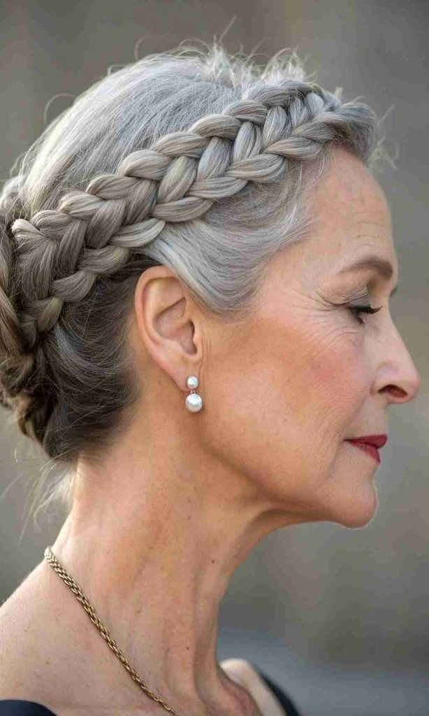 33 Winter Chignon Hairstyles for Women Over 70 with Grey Hair and Gentle Volume - Idea 16