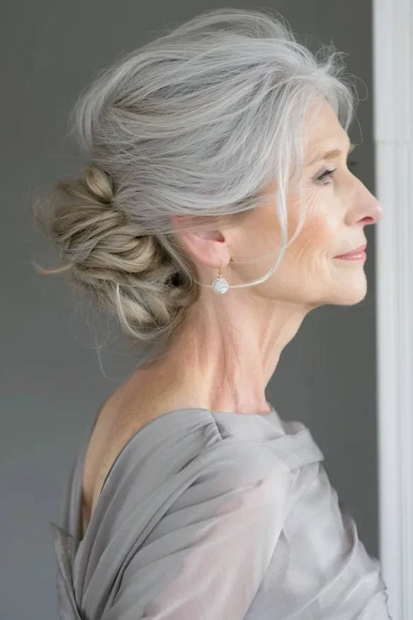 33 Winter Chignon Hairstyles for Women Over 70 with Grey Hair and Gentle Volume - Idea 33