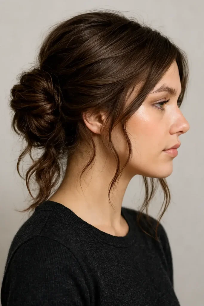 Messy Low Bun With An Effortless Finish
