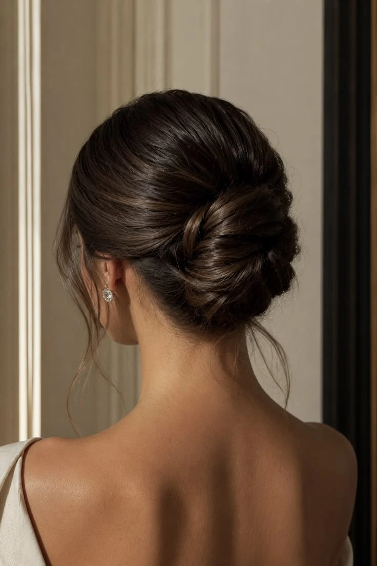 Undone Low Chignon With A Few Loose Strands