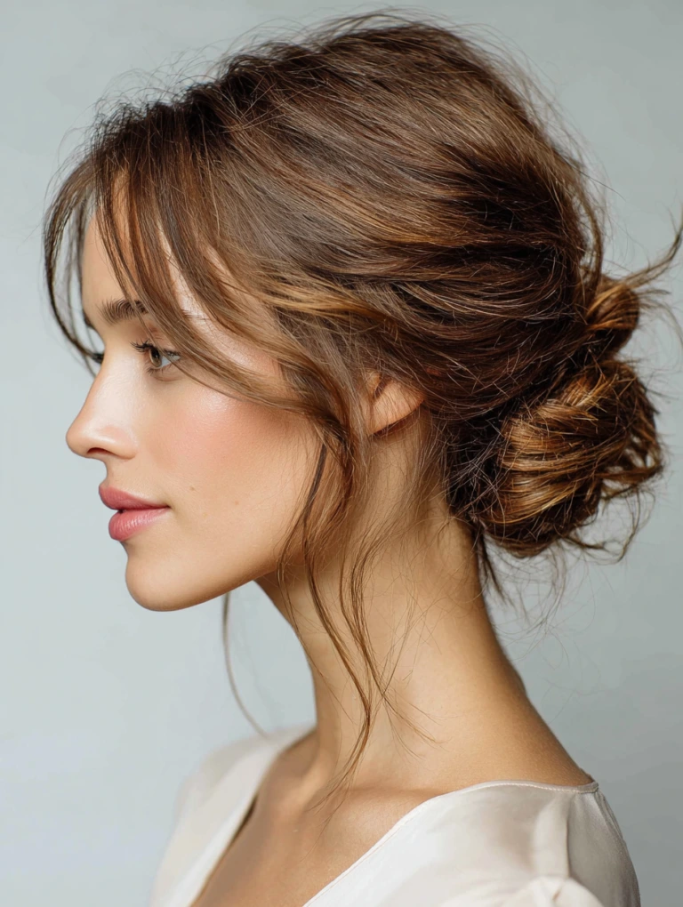 Relaxed Low Bun With Face-Framing Pieces