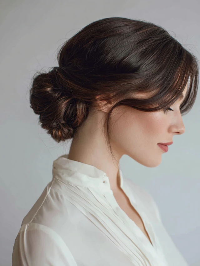 20 Winter Undone Texture Hairstyles For Women In Their 20s With A Messy Low Bun That Are Chic, Effortless and Cool 18 Relaxed Low Bun With Soft Volume