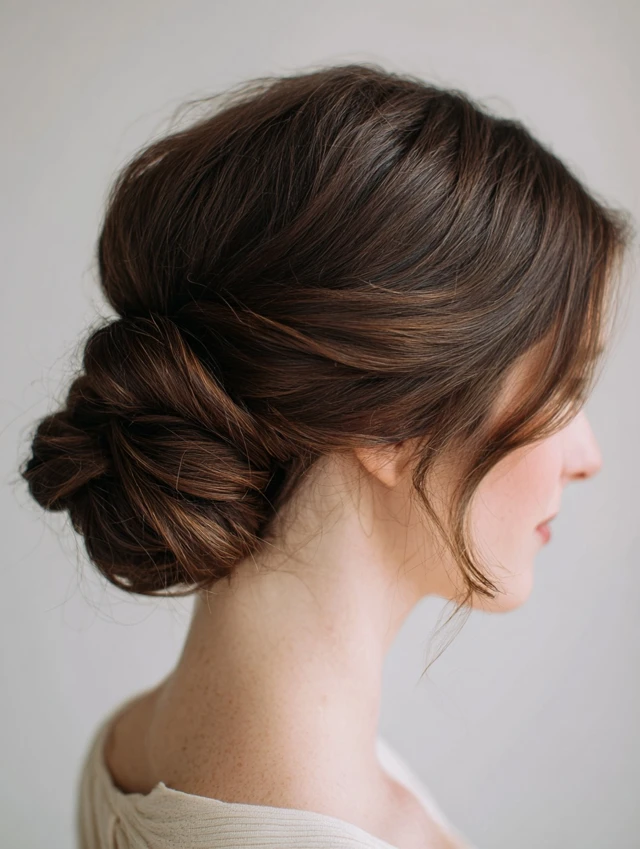 Relaxed Low Bun With Textured Ends