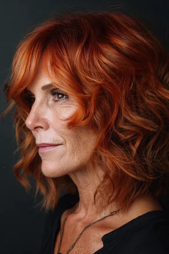 Lightly Tousled Auburn Waves
