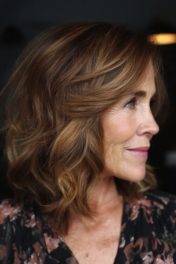 Subtle Lowlights in Medium Brown Waves