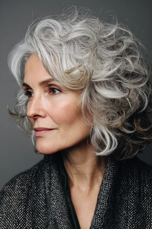Textured Matte Waves in Silver-Grey