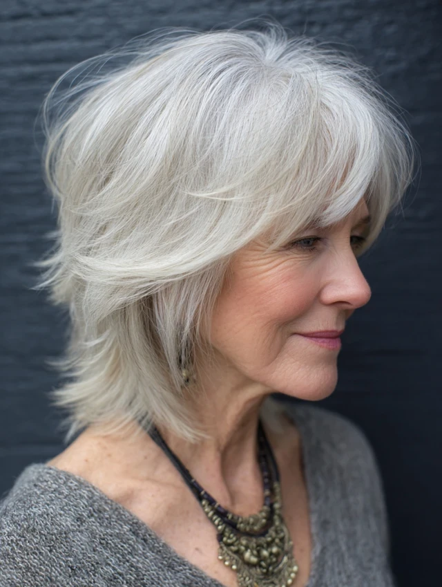 Soft Fringe With Layered Silver-White Ends