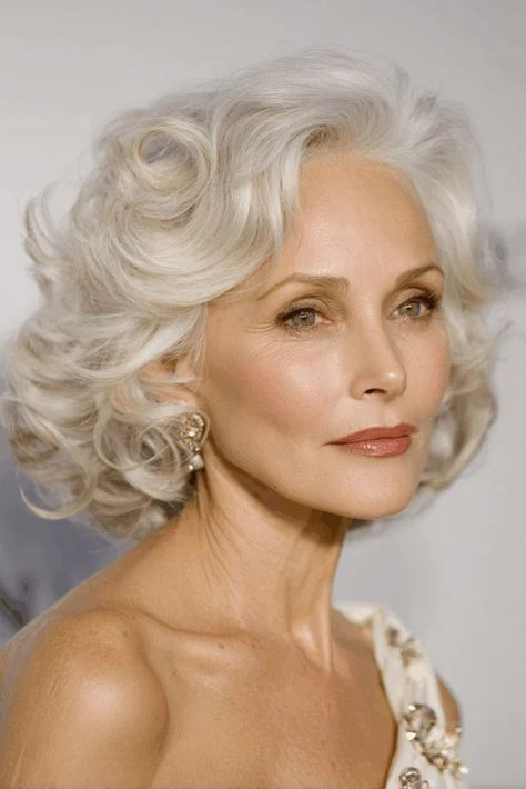 28 Winter Waves Hairstyles For Women Over 60 With Silver Hair And Shine That Are Chic, Soft and Flattering 23 Bright Silver S-Waves With A Polished Blow-Dry