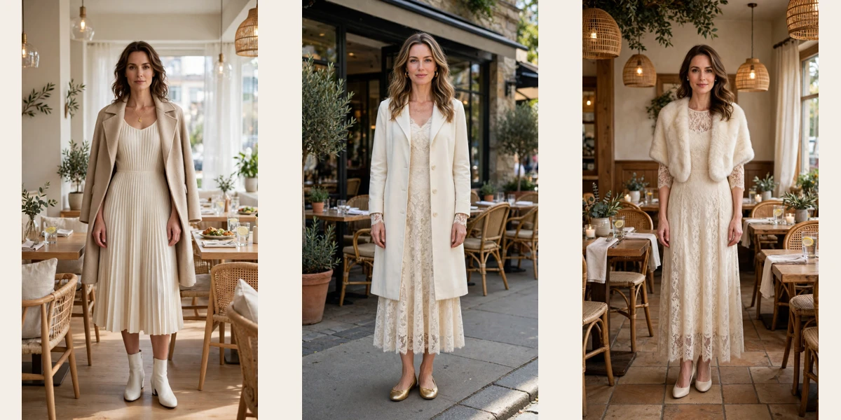 28 Winter White Dress Outfits for Holiday Lunches That Are Chic, Warm and Elegant