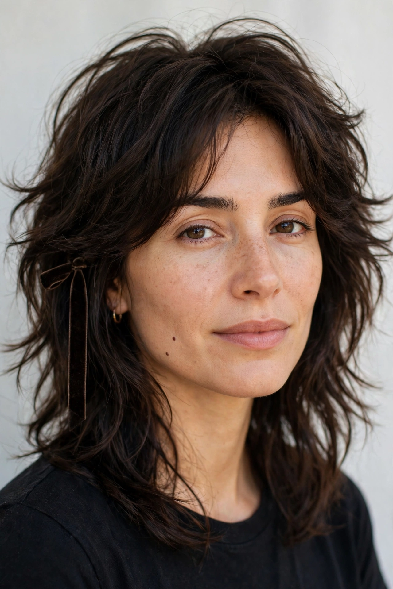 Wolf Cut Hairstyles for Medium Hair with Volume at The Crown in dark chocolate with a relaxed with movement finish