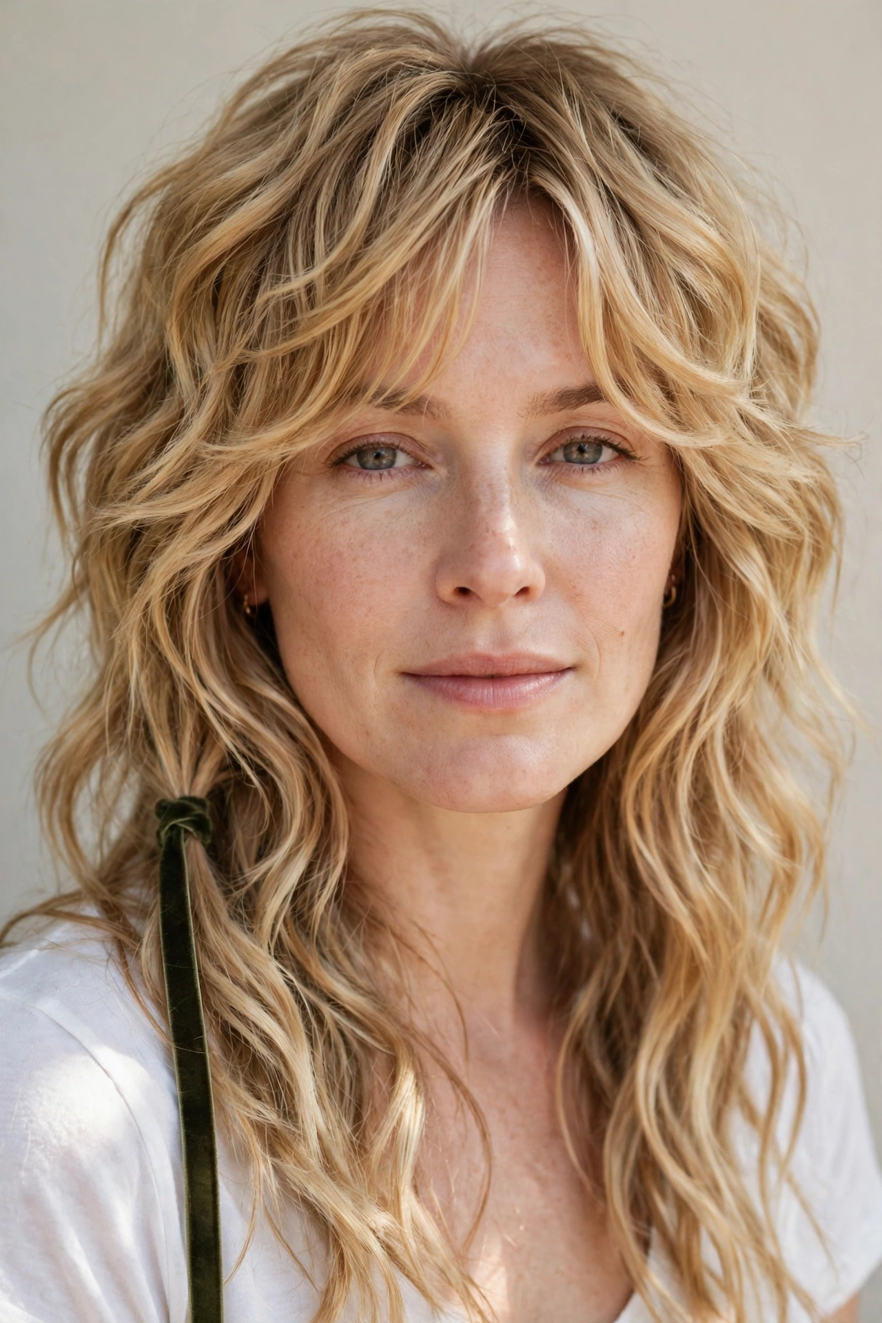 Wolf Cut Hairstyles for Spring with Choppy Face Framing Layers in golden blonde with a softly waved finish