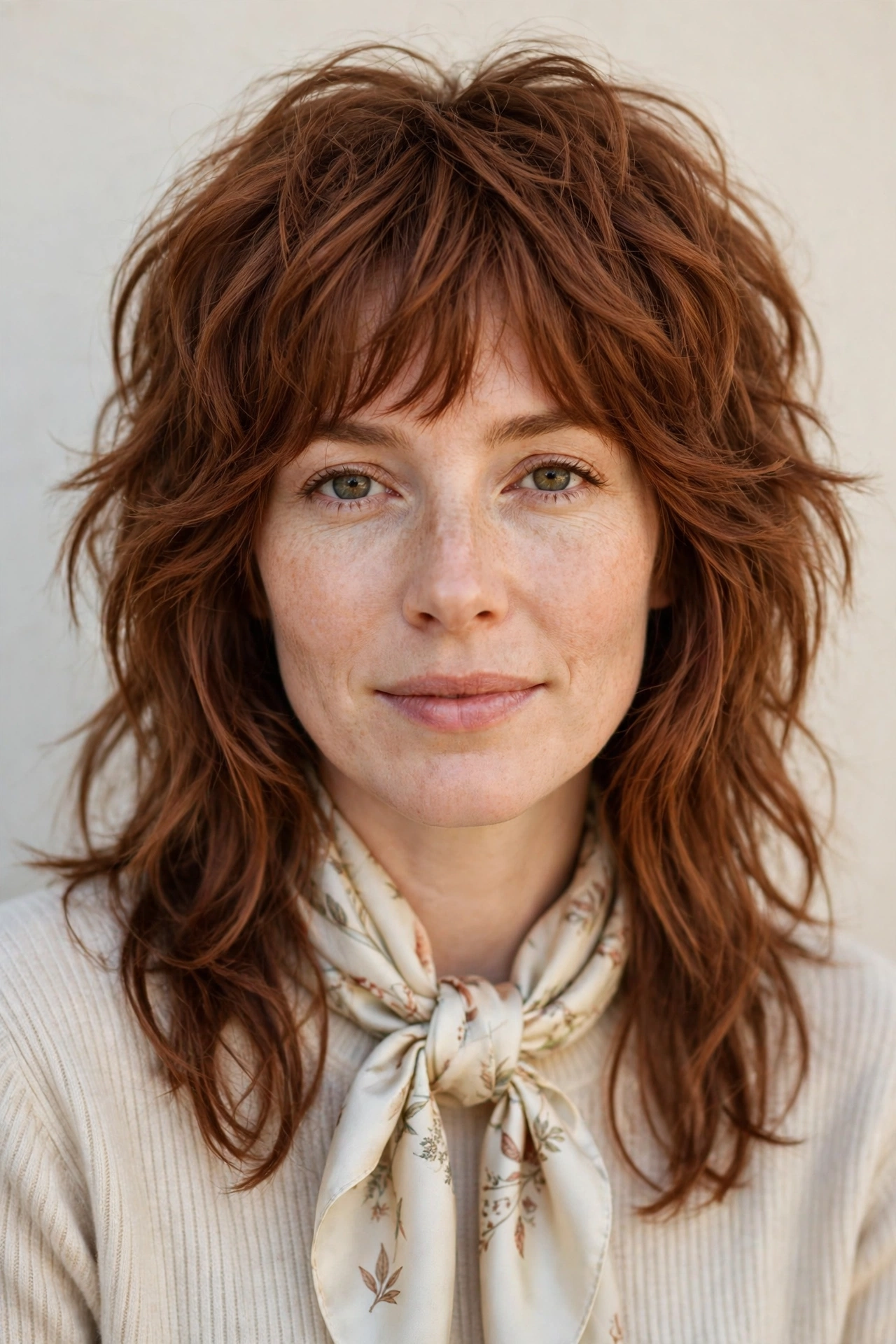 Wolf Cut Hairstyles for Spring with Choppy Face Framing Layers in soft auburn with a softly textured finish