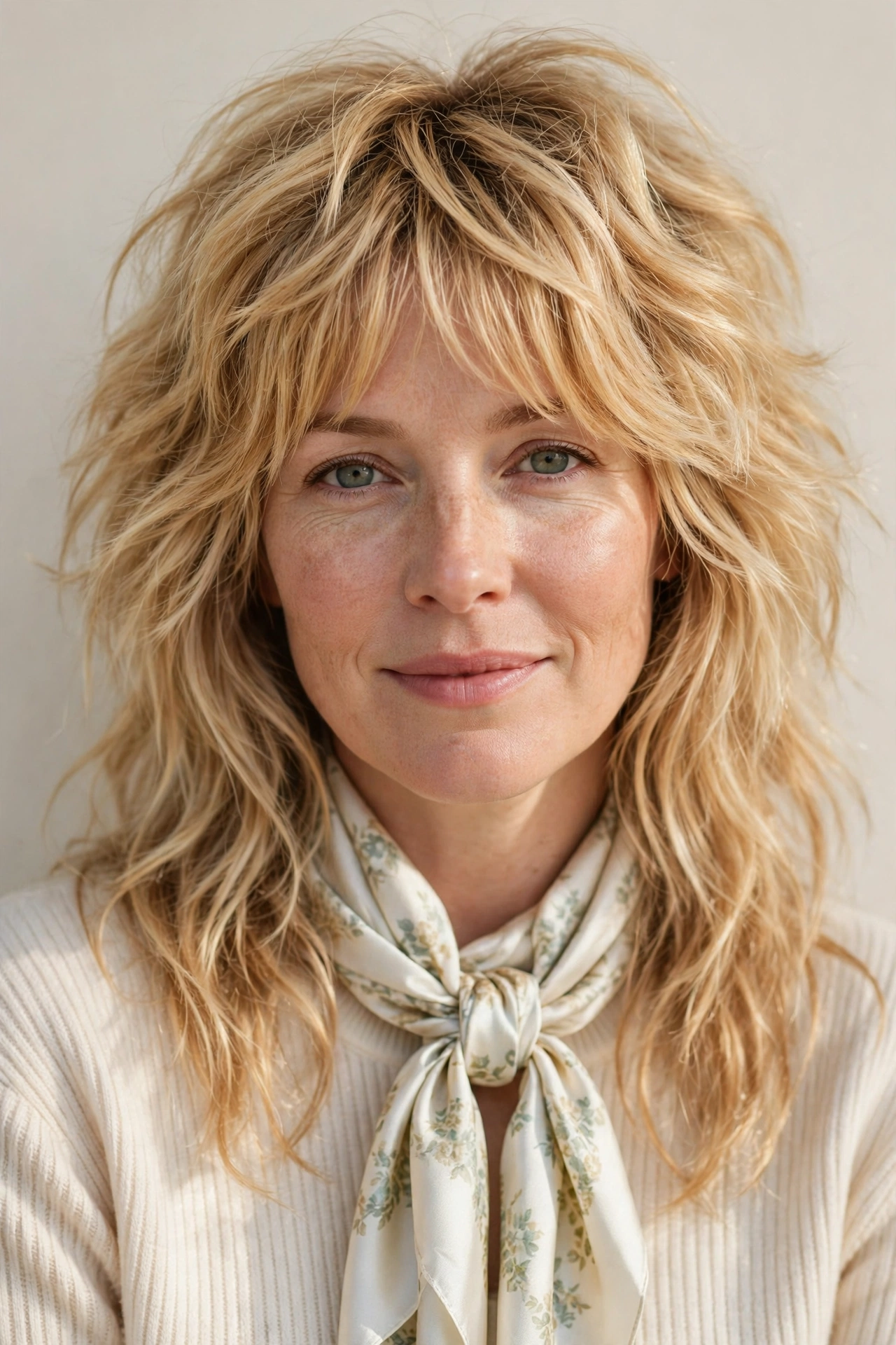 Wolf Cut Hairstyles for Thick Hair with a Shaggy Spring Finish in golden blonde with a softly textured finish
