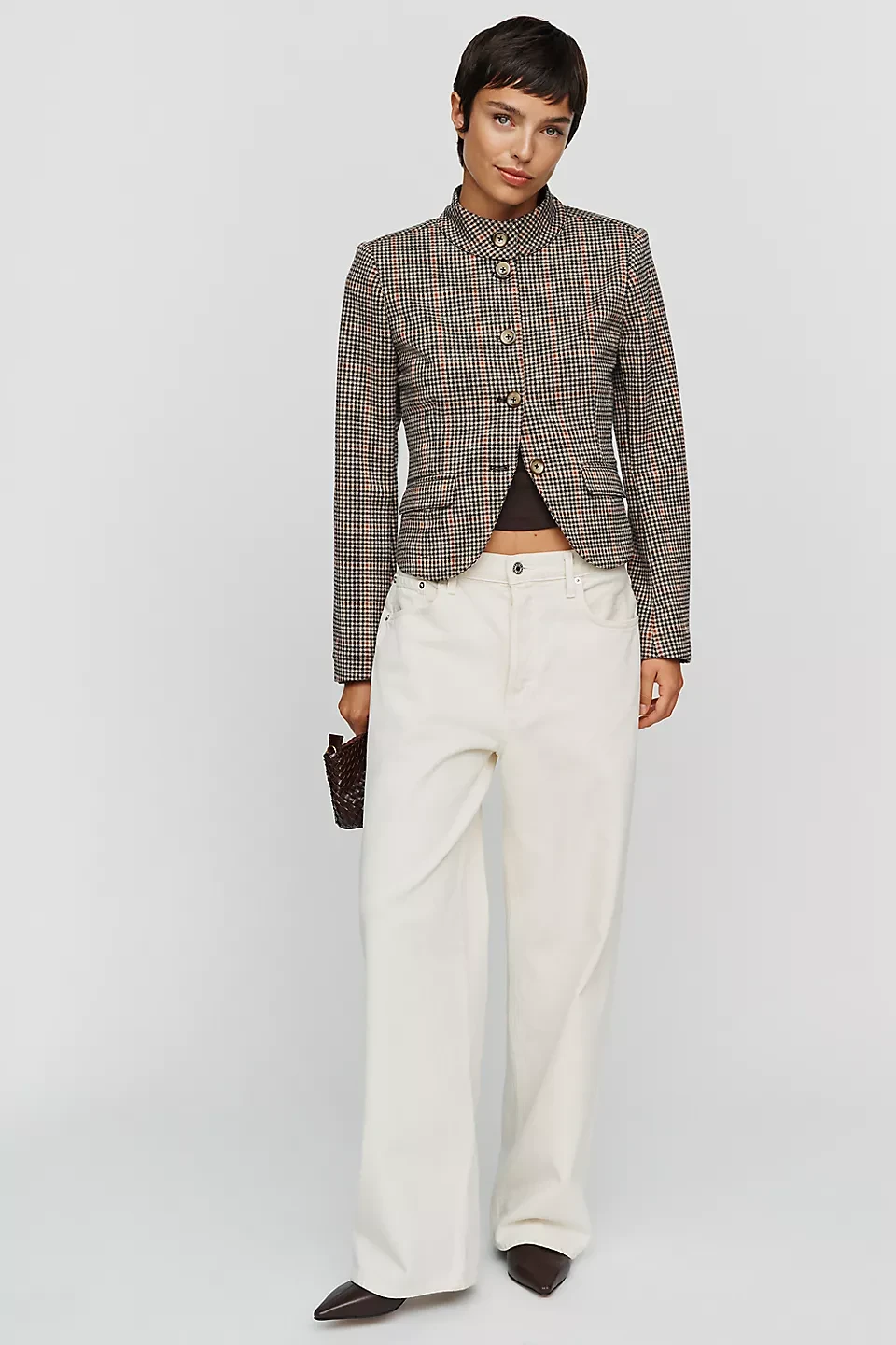 Heritage check jacket with white jeans
