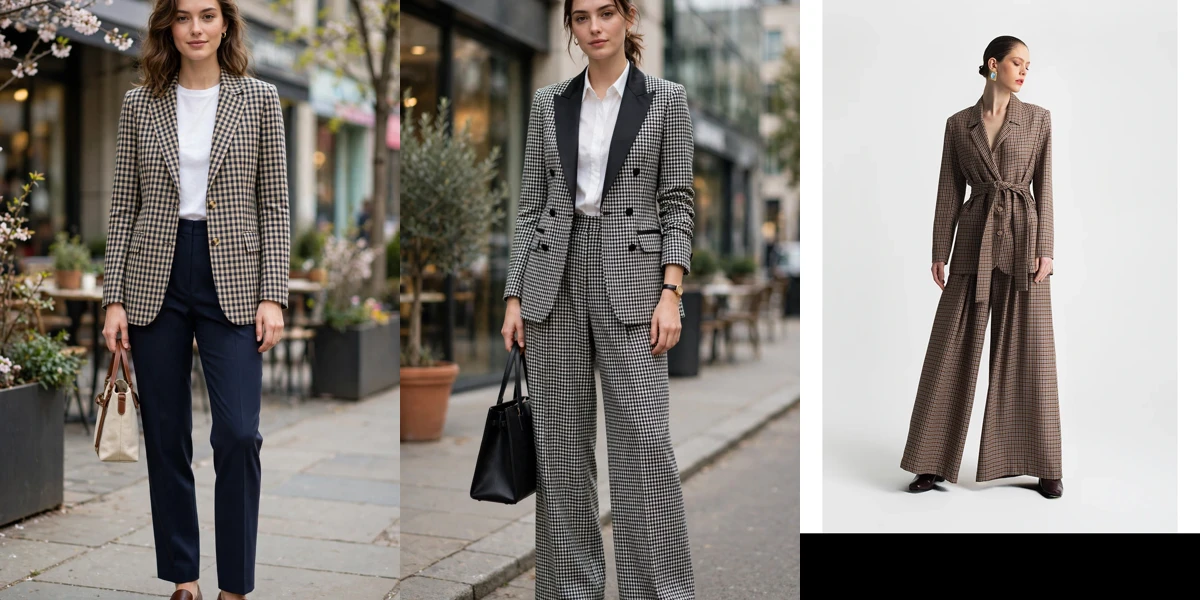 22 Women in Their 20s Checked Blazer and Trouser Outfits for Spring Work That Are Fresh, Chic and Easy to Wear