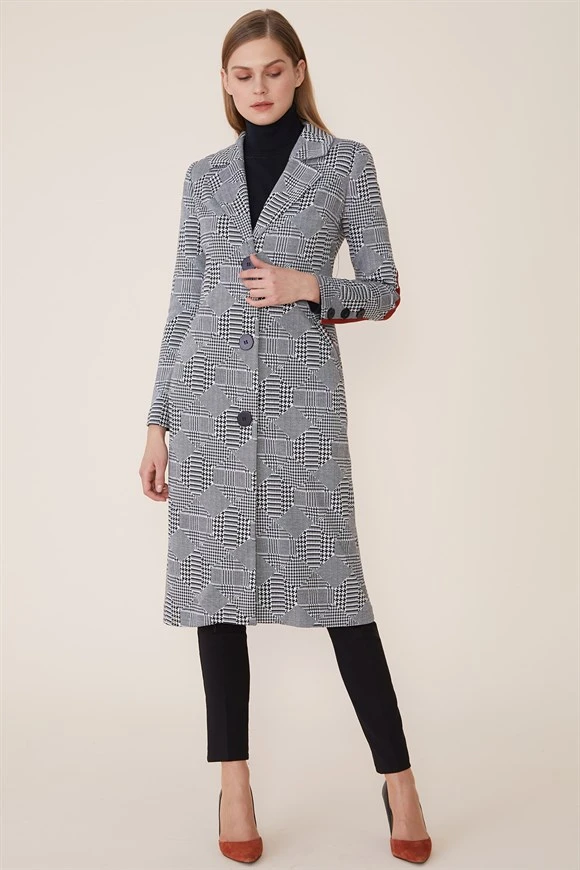 Longline check jacket with tailored trousers
