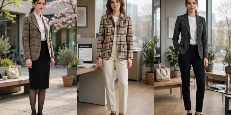 50 Women in Their 20s Checked Professor Jacket Outfits for Spring Office Days That Are Fresh, Chic and Easy to Wear