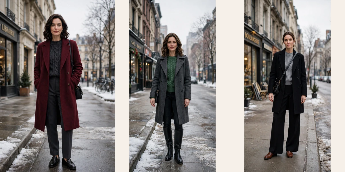 30 Women in their 30s knit sweater and coat layering outfits for winter That Are Chic, Warm and Elegant