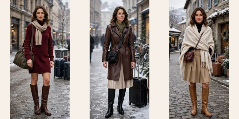 50 Women in Their 30s Leather Boots Outfits for Winter Travel That Are Chic, Warm and Elegant