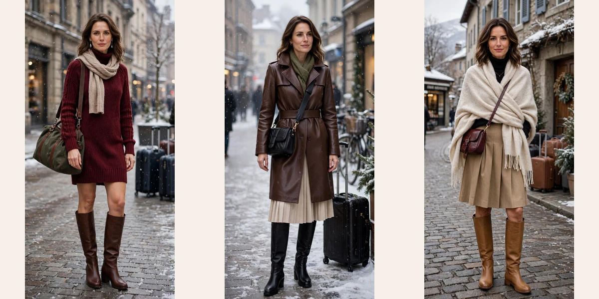 50 Women in Their 30s Leather Boots Outfits for Winter Travel That Are Chic, Warm and Elegant