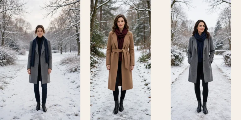 22 Women in their 30s scarf and coat layering outfits for snowy walks That Are Chic, Warm and Elegant