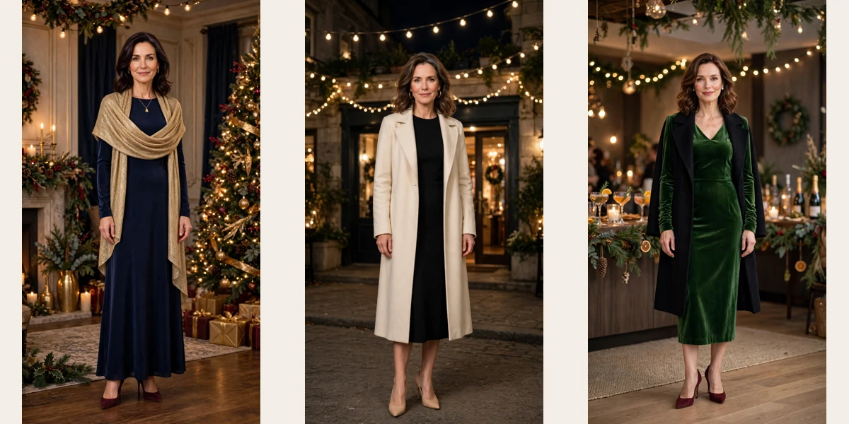 28 Women Over 40 Christmas Party Dress Outfits with Long Sleeves That Are Chic, Warm and Elegant
